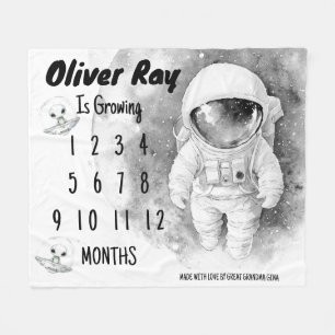 小型宇宙飛行士マイルストーンブランケット フリースブランケット