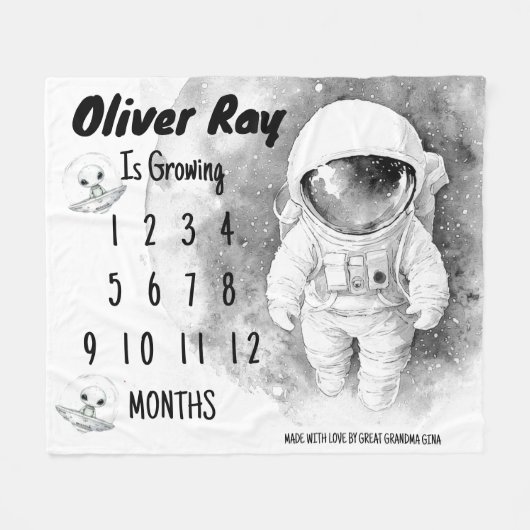 小型宇宙飛行士マイルストーンブランケット フリースブランケット (正面(横))