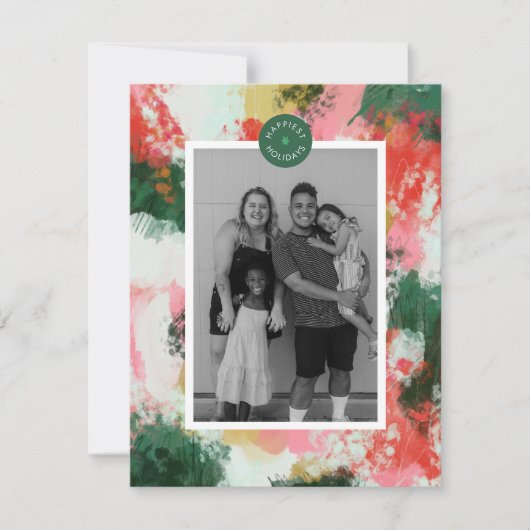 小型抽象芸術応援クリスマスホリデーフォトカード シーズンカード (正面)