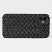 小型桜の黒く及び白い波の波の帆立貝のプリント Case-Mate iPhoneケース (裏面(横))