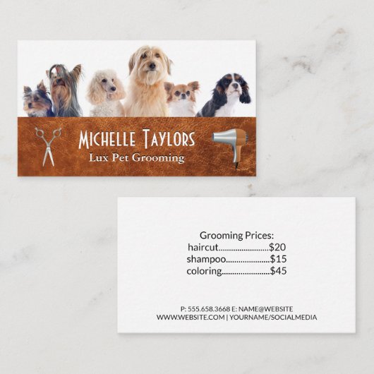 小型犬のグループ | グルーミングツール 名刺 (正面/裏面)