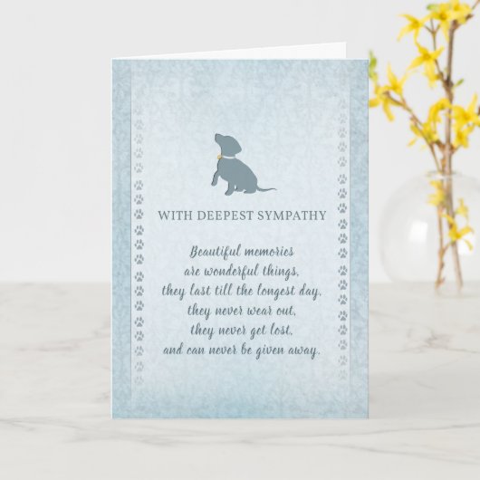 小型犬悔やみや弔慰美しい思い出 カード (黄色い花)