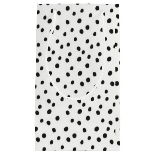 小型白黒は小さい光沢のあるギフトバッグに点を打ちます スモールペーパーバッグ (正面)