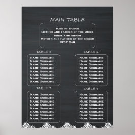 小型結婚の素朴黒板の座席表 ポスター