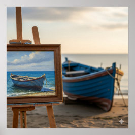 小型船絵を描船 ポスター