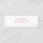 小型赤い背景のコーヒーカップ ロイヤリティカード (裏面)