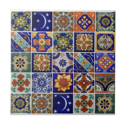 小型陶磁器タイル上のタラベラタイルの画像 タイル (正面)