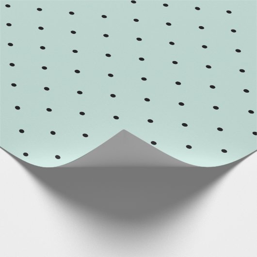 小型黒い水玉模様パターン及び真新しい緑の結婚式 ラッピングペーパー (角)