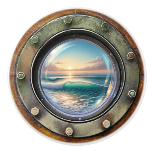 小型 – 航海の海セラミック引出しノブ セラミックノブ (正面)