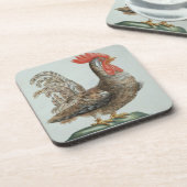 小型Cockerel、c.1767-76 (手によって着色される版木、銅版、版画 コースター (左側)