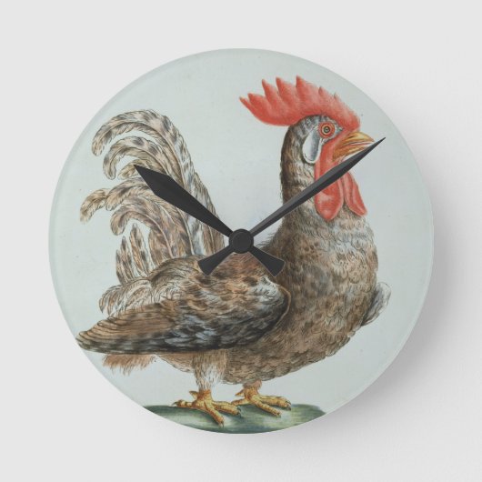 小型Cockerel、c.1767-76 (手によって着色される版木、銅版、版画 ラウンド壁時計 (正面)