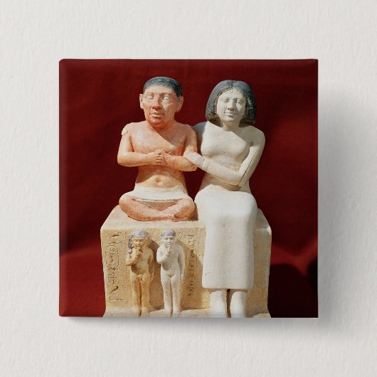 小型Senebおよび彼の家族の小像 缶バッジ (正面)