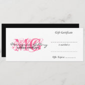 小売りギフト証明書ピンクモノグラム (正面/裏面)