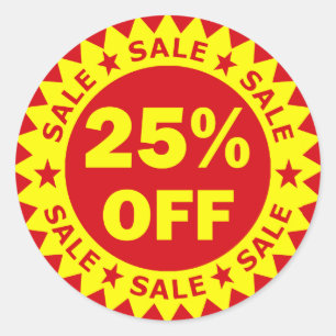 小売り小売販売のステッカーを離れて25% ラウンドシール