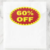 小売り小売販売のステッカーを離れて60% 楕円形シール (バッグ)