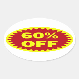 小売り小売販売のステッカーを離れて60% 楕円形シール