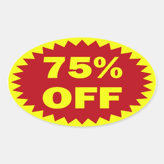 小売り小売販売のステッカーを離れて75% 楕円形シール (正面)