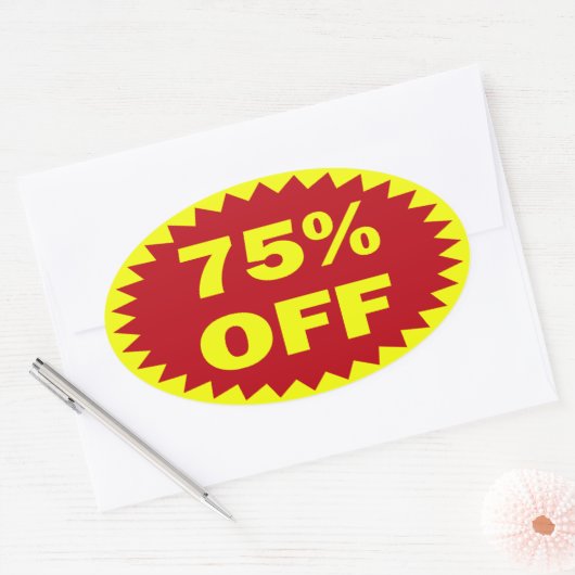 小売り小売販売のステッカーを離れて75% 楕円形シール (封筒)