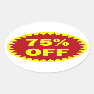 小売り小売販売のステッカーを離れて75% 楕円形シール