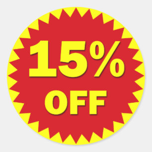 小売り小売販売のバッジ- 15% ラウンドシール