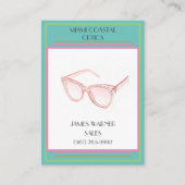 小売ティール（緑がかった色）レトロ80ズマイアミサングラス 名刺 (正面)