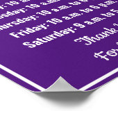 小売テンプレート王室のパープル営業時間 ポスター (角)