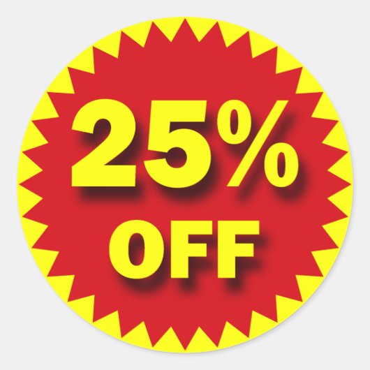 小売バッジ – 25%オフ ラウンドシール (正面)