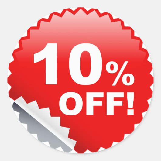 小売ラベルの10%オフ ラウンドシール (正面)