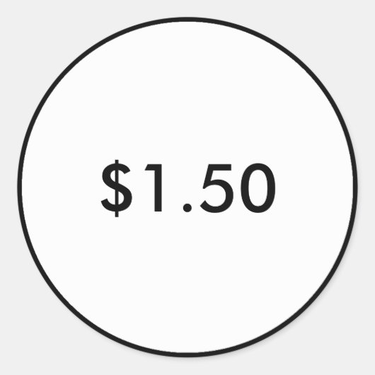 小売価格ラベルクラスブラックアンドホワイト ラウンドシール (正面)