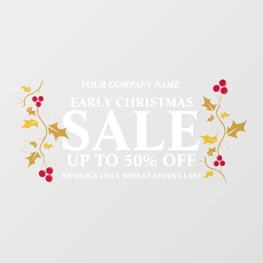 小売店のショップ事業の初期クリスマスセール ウィンドウサイン (シート)