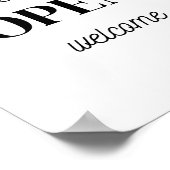 小売店の看板、白黒We are Open Welcome ポスター (角)