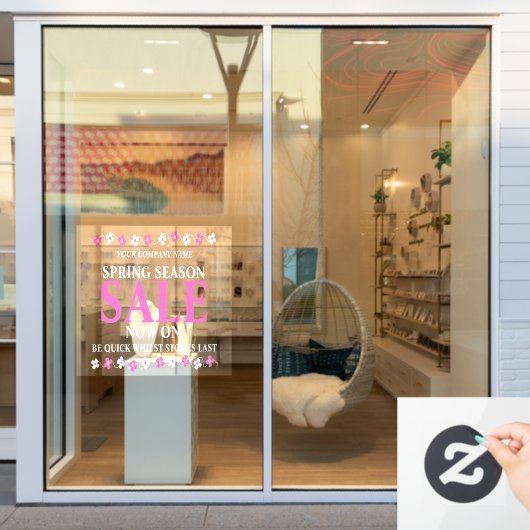 小売店ショップのビジネス終了のシーズン春 ウィンドウサイン (店舗窓)