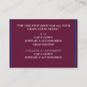 小売店用ブルー&ワインカラー卒業キャップ 名刺 (裏面)