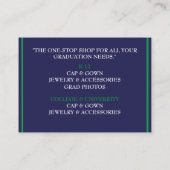 小売業海軍およびグリーン卒業キャップ 名刺 (裏面)