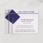 小売業者の海軍およびグレーの卒業キャップ 名刺 (正面)