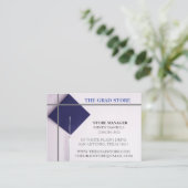 小売業者の海軍およびグレーの卒業キャップ 名刺 (スタンド正面)