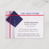 小売業者の海軍と赤の卒業キャップ 名刺 (正面)