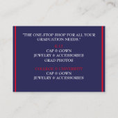 小売業者の海軍と赤の卒業キャップ 名刺 (裏面)