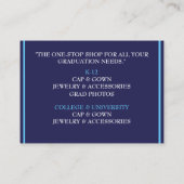 小売業者の海軍と青の卒業キャップのビジネスカー 名刺 (裏面)