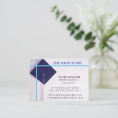 小売業者の海軍と青の卒業キャップのビジネスカー 名刺 (スタンド正面)