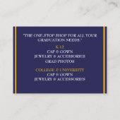 小売業者の海軍と黄色のカラー卒業キャップ 名刺 (裏面)