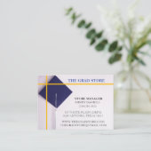 小売業者の海軍と黄色のカラー卒業キャップ 名刺 (スタンド正面)