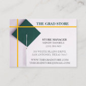 小売業者ティール（緑がかった色）グリーン&イエローカラー卒業キャップ 名刺 (正面)