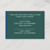 小売業者ティール（緑がかった色）グリーン&ブルーカラー卒業キャップ 名刺 (裏面)