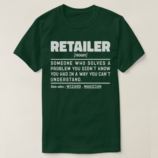 小売業者名詞定義ビジネス所有者クール Tシャツ (デザイン正面)