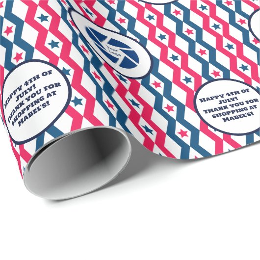 小売業 4th of July ダイヤモンド ロゴ テキスト ラッピングペーパー (ロールコーナー)