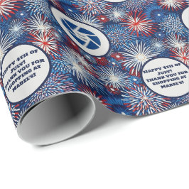 小売業 7月4日 花火 ロゴ テキスト ラッピングペーパー