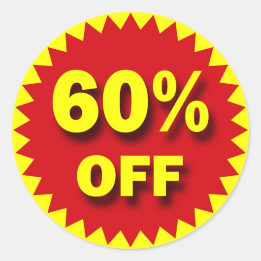 小売販売バッジ – 60%オフ ラウンドシール (正面)