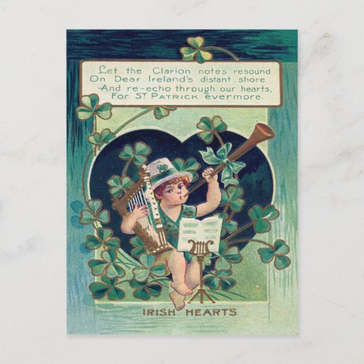 小妖精のハープのシャムロックの角 ポストカード (正面)