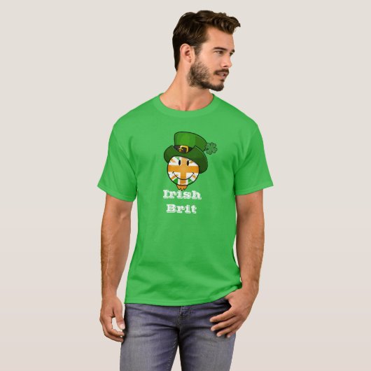 小妖精の帽子の幸せなアイルランド色のイギリスの旗 Tシャツ (正面フル)